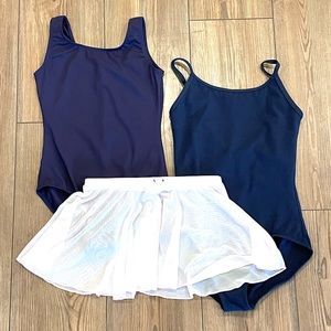 NWOT Capezio & Bloch Navy Blue Leotards & Pink Skirt